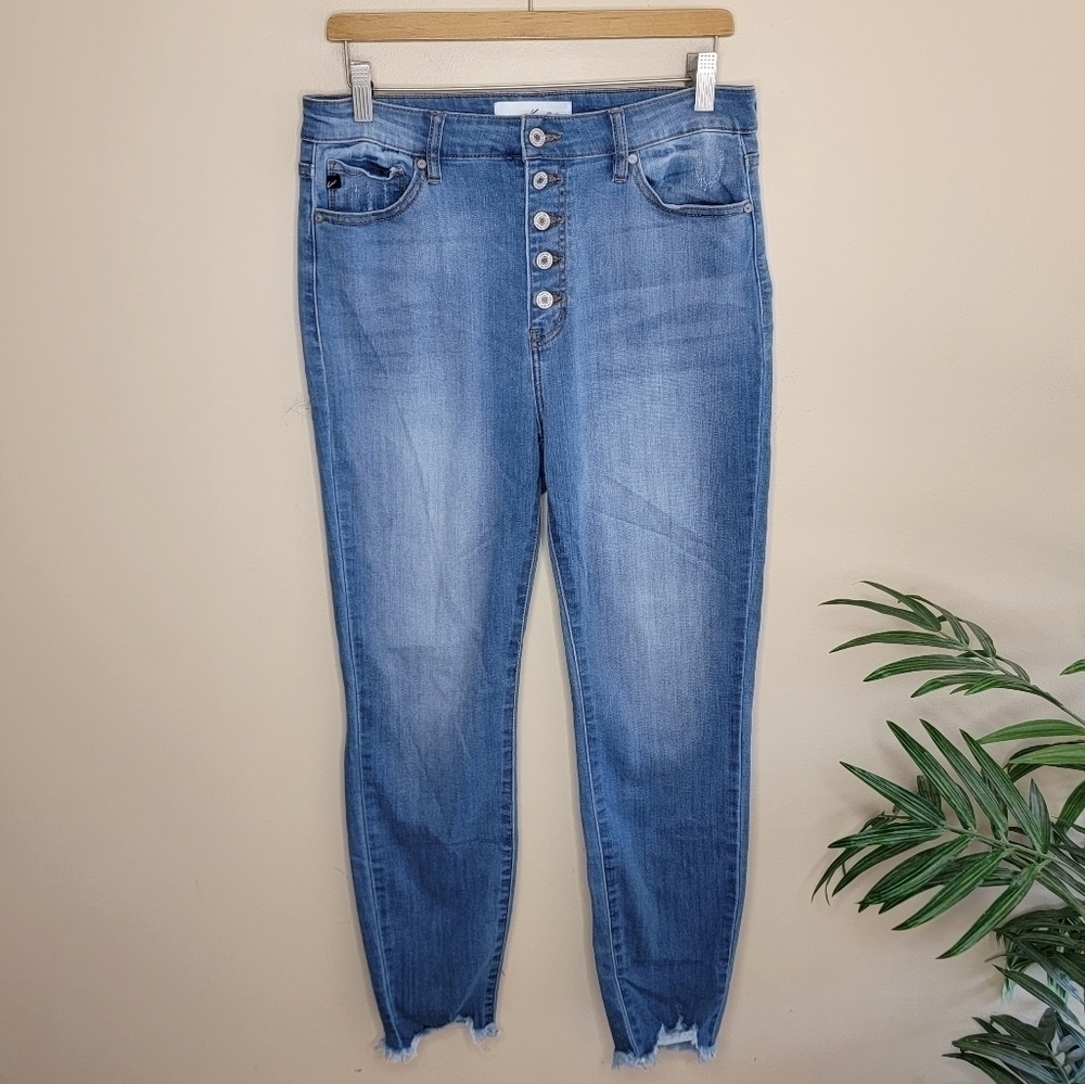 KanCan | Button Fly Skinny Jeans with Raw Hem